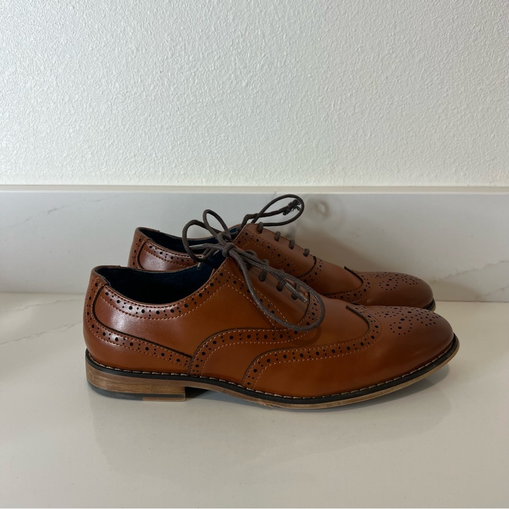 Bruno Marc Prince K2 Wingtip Oxford Brown Faux Leather Lace Up Dress Size 5